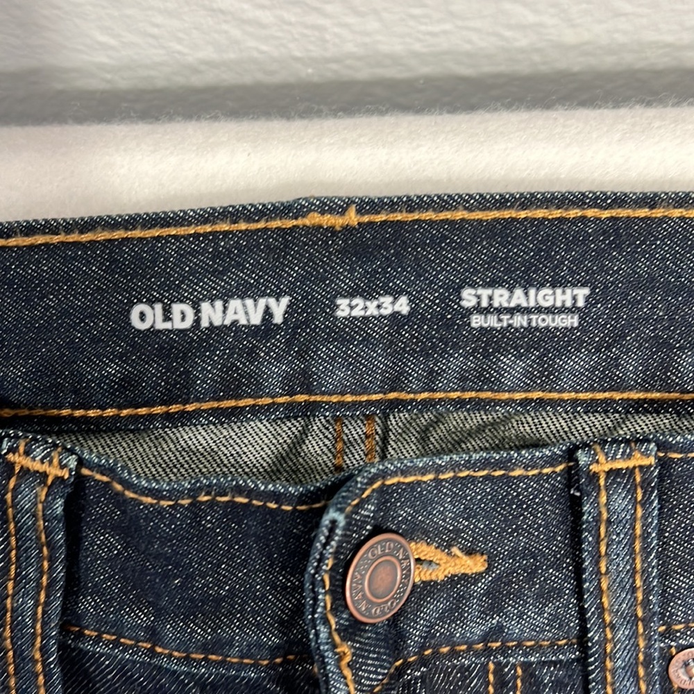NWT Old Navy Built In Tough Straight Leg Blue Jeans Pants Mens Size 32 X 34 - Picture 3 of 7